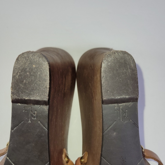 Ralph Lauren Wood Sandal Multi color leather metal Strap - Picture 10 of 11